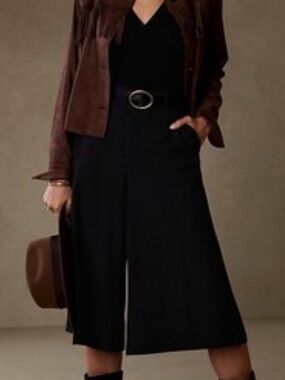 Banana Republic Sculpted Stretch Culottes Black Size 10Tall size